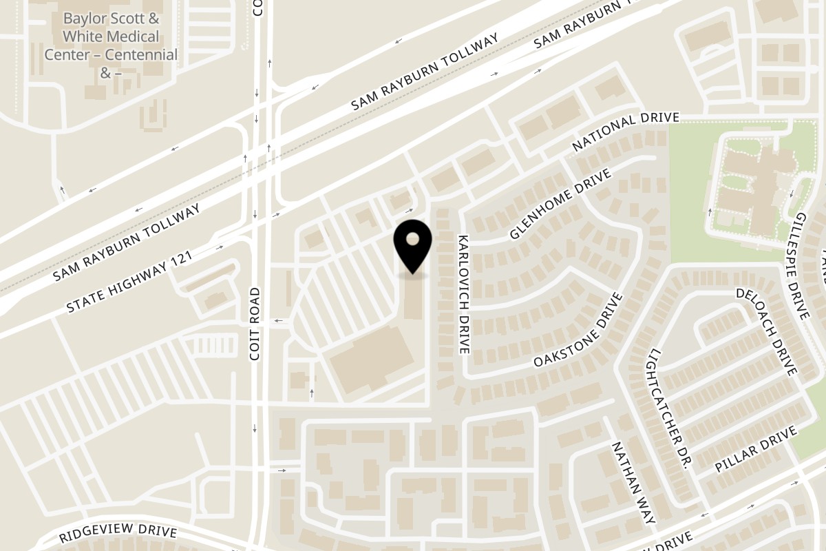 Map showing the location of Verona Italian Cafe on 9720 Coit Rd #170 in Plano